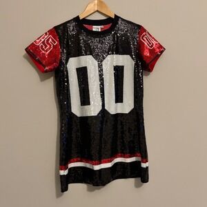 Queen of Sparkles Sequin Jersey Dress Red Black White Queen 00 XS
